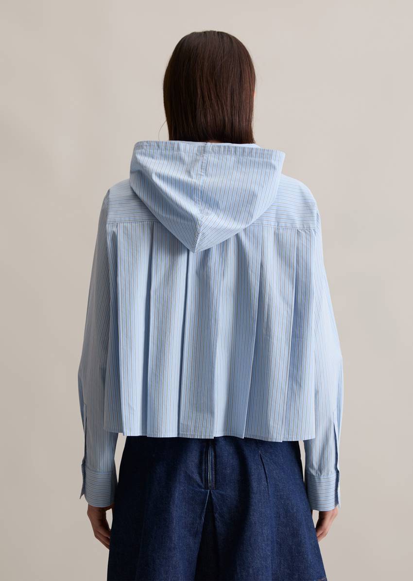 Relaxed hooded striped blouse made from Papertouch Poplin