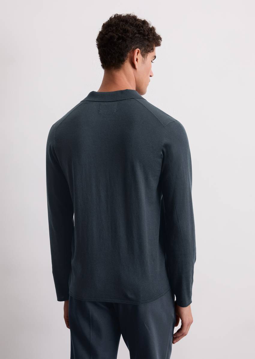 Regular polo neck sweater made from an organic cotton-cashmere blend