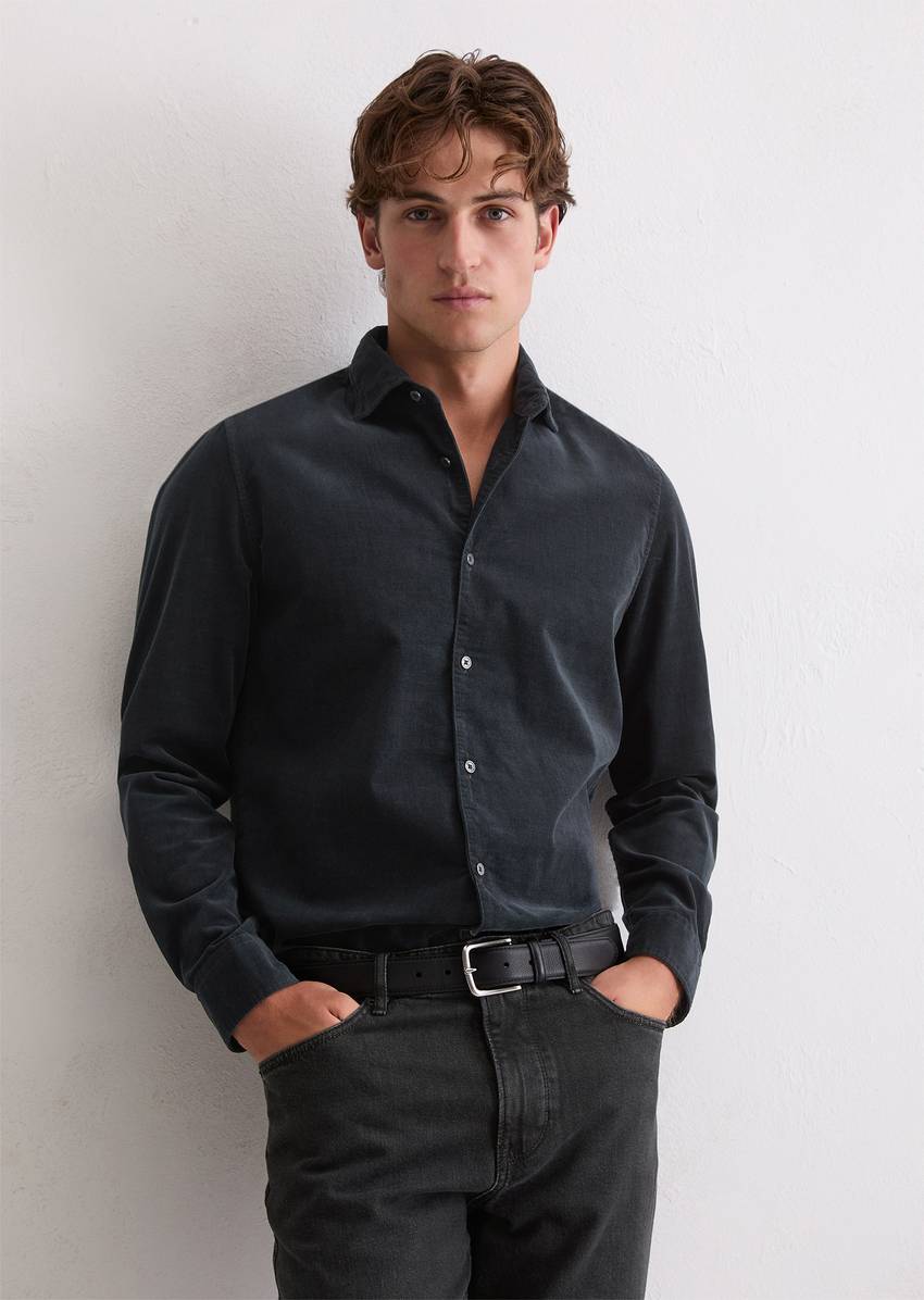 Corduroy shirt regular with fine ribbed structure
