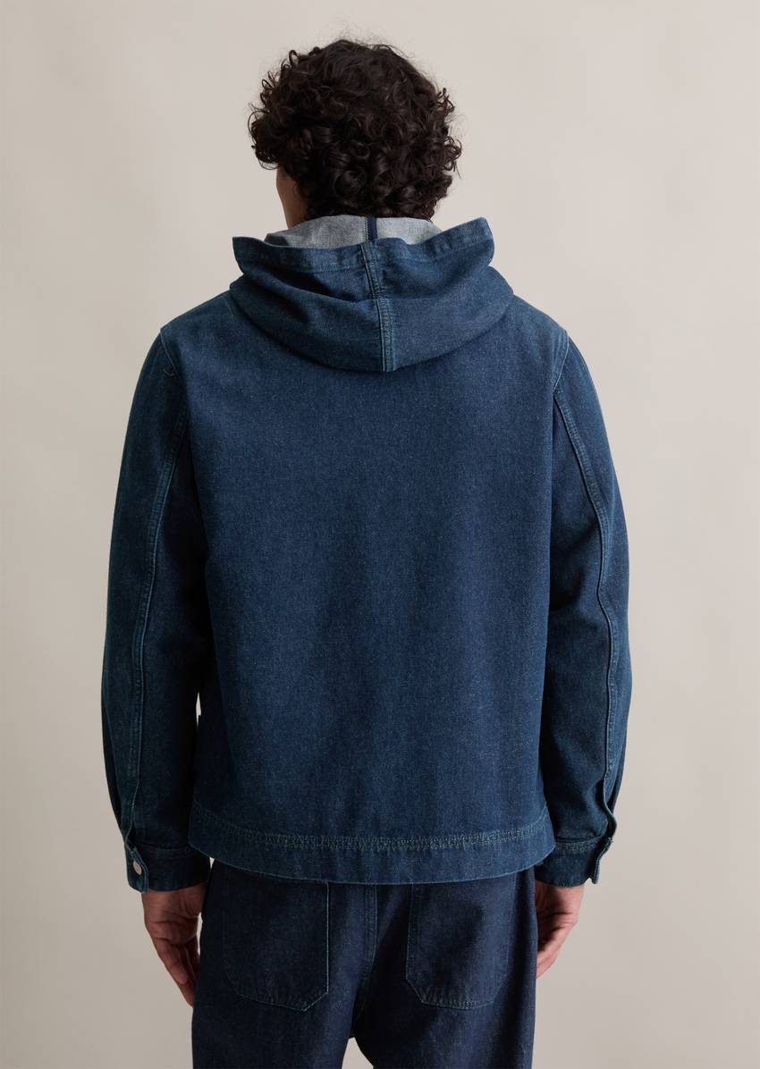 Regular hooded denim jacket made from denim with European nettle fibers