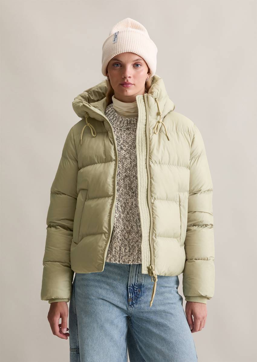 Puffer jacket with hood regular made from recycled polyester