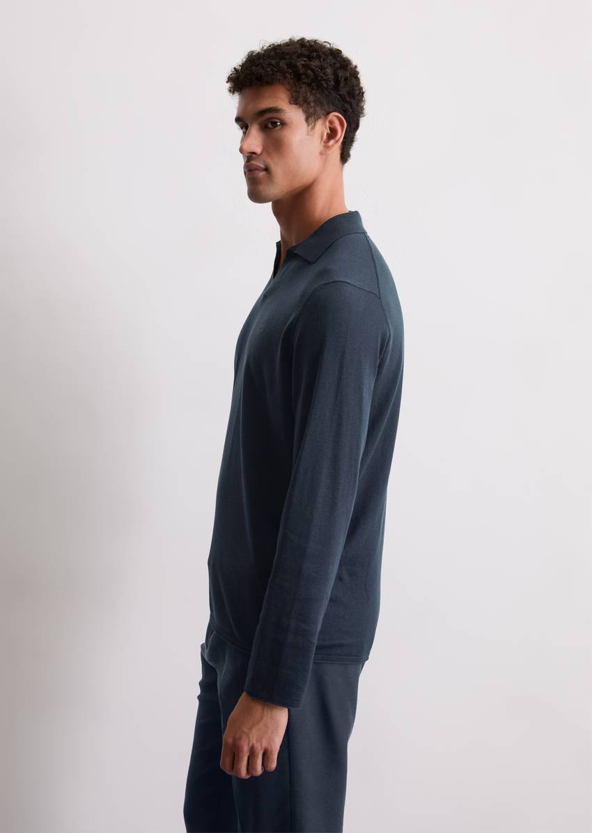 Regular polo neck sweater made from an organic cotton-cashmere blend