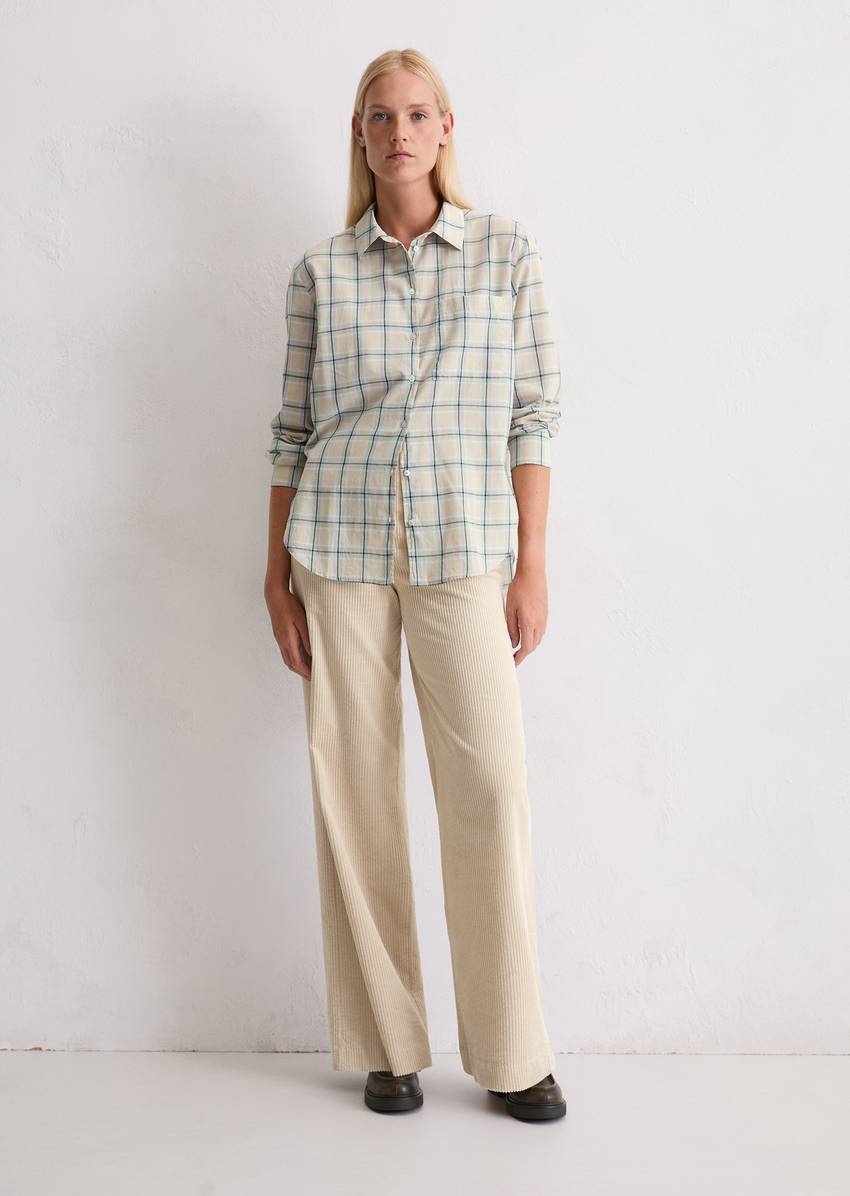 Check blouse regular made of cotton voile