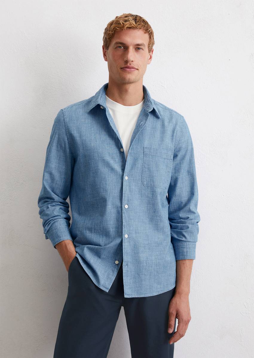Shirt shaped made from lightweight organic cotton chambray