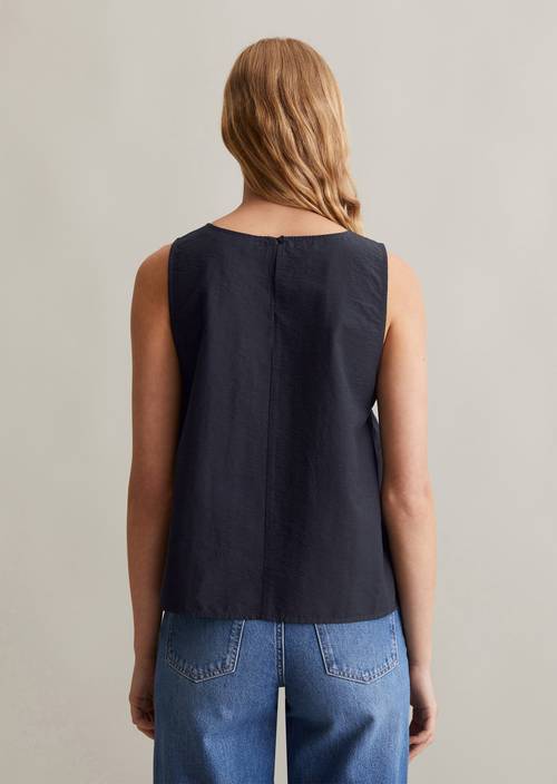 Regular cropped blouse top made from an organic cotton mix