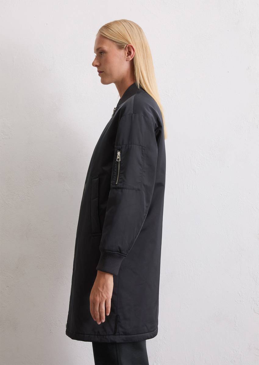 Regular aviator-style blouson coat made from recycled polyester twill