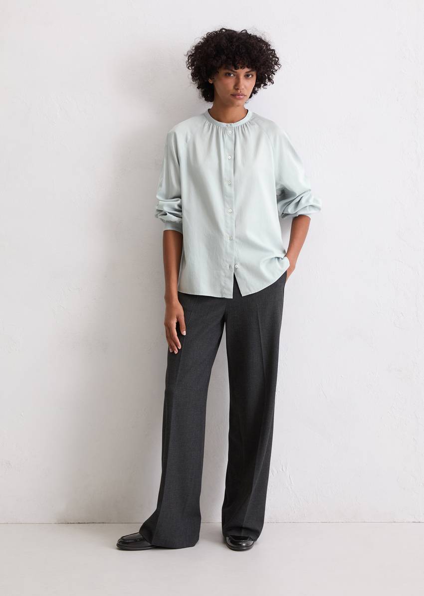 Blouse flared made from cotton satin