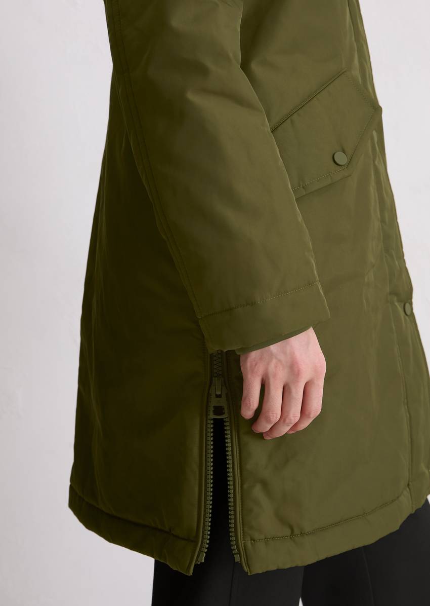 Padded parka jacket fitted made from recycled polyester twill WR