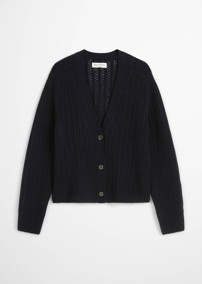 Ajour cardigan oversize made from virgin wool