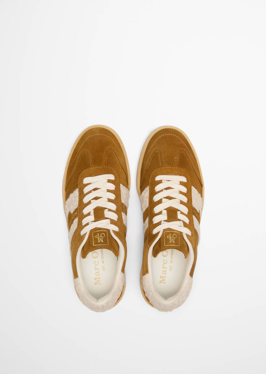 Sneaker with teddy fur accents