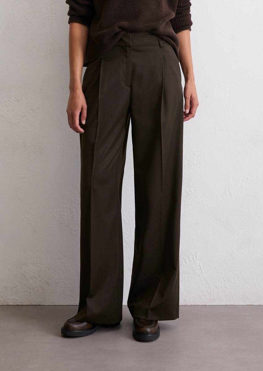 Wide Leg Pants made from wool blend twill