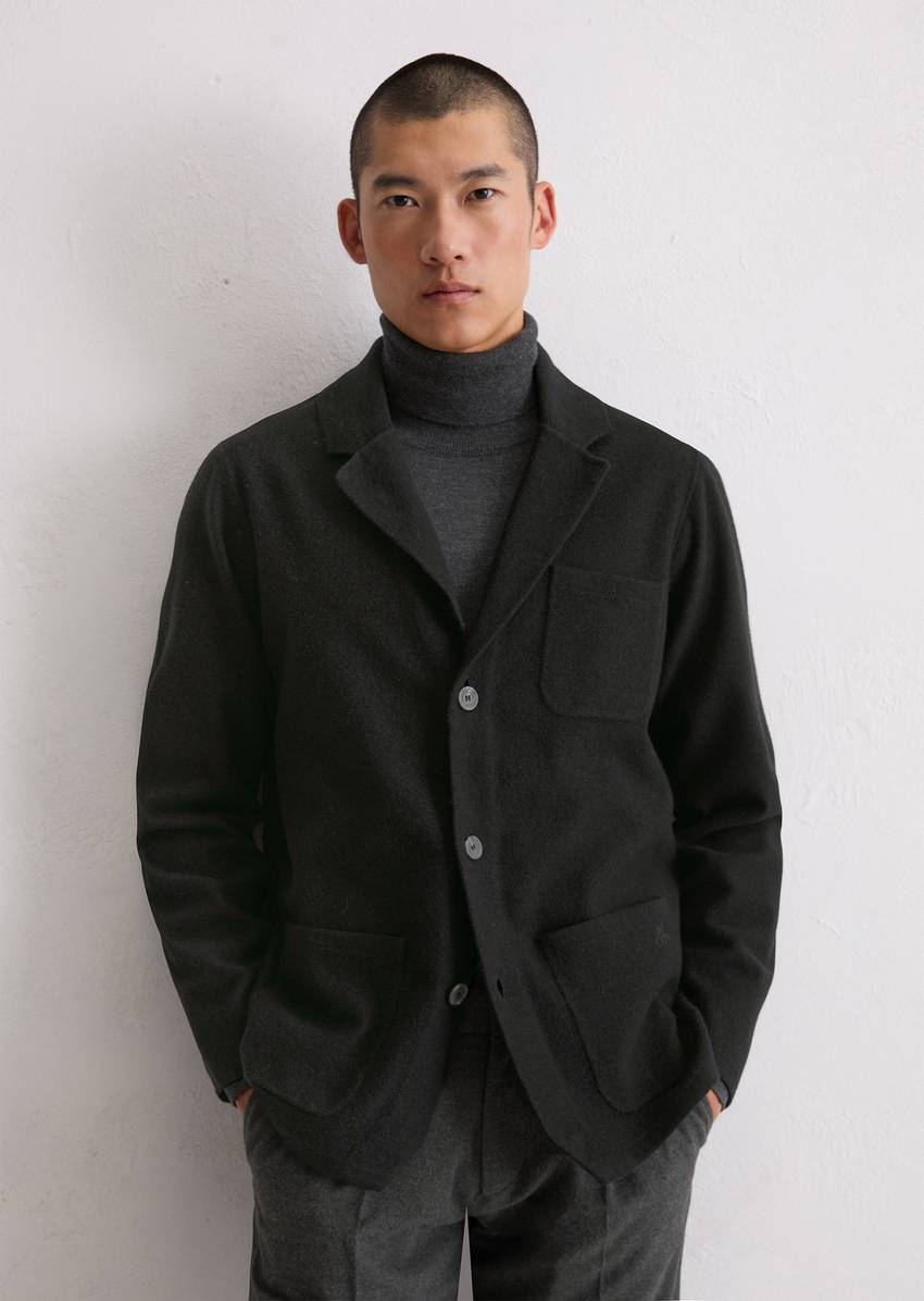 Wool jacket regular made from a milled virgin wool mix