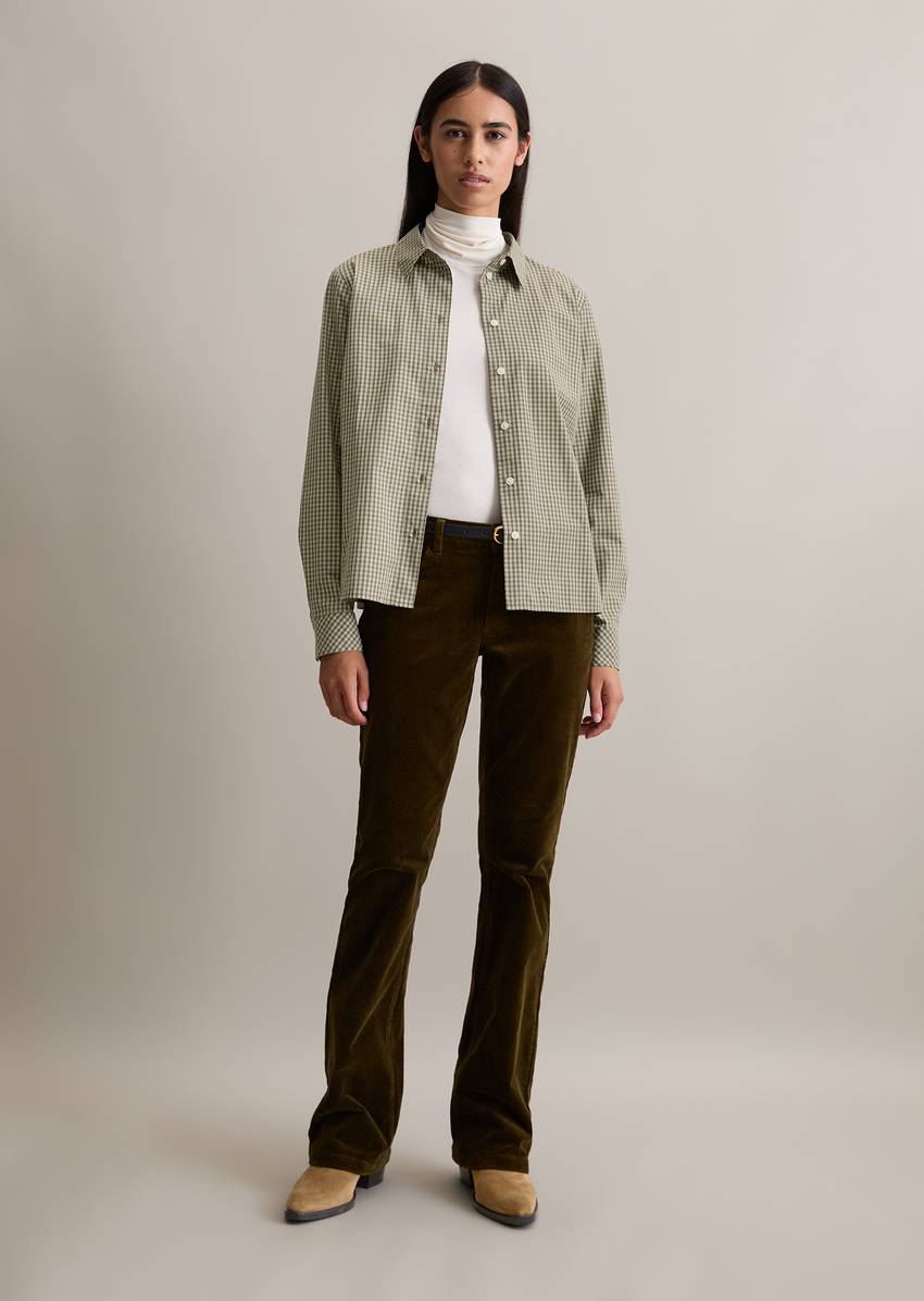 Check blouse with pleat detail regular made from pure organic cotton