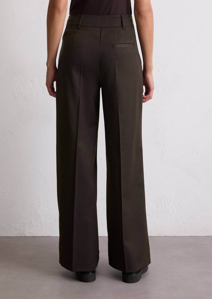 Wide Leg Pants made from wool blend twill