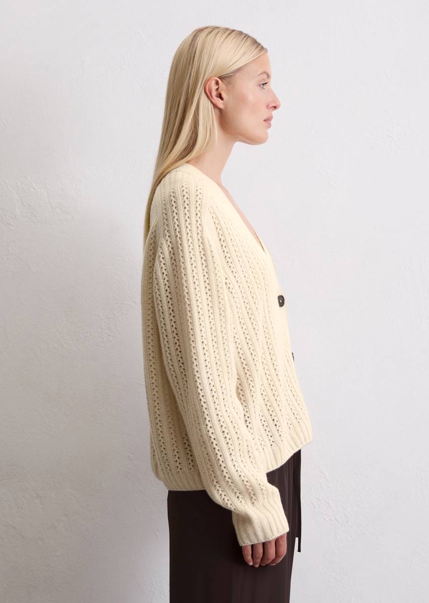 Ajour cardigan oversize made from virgin wool