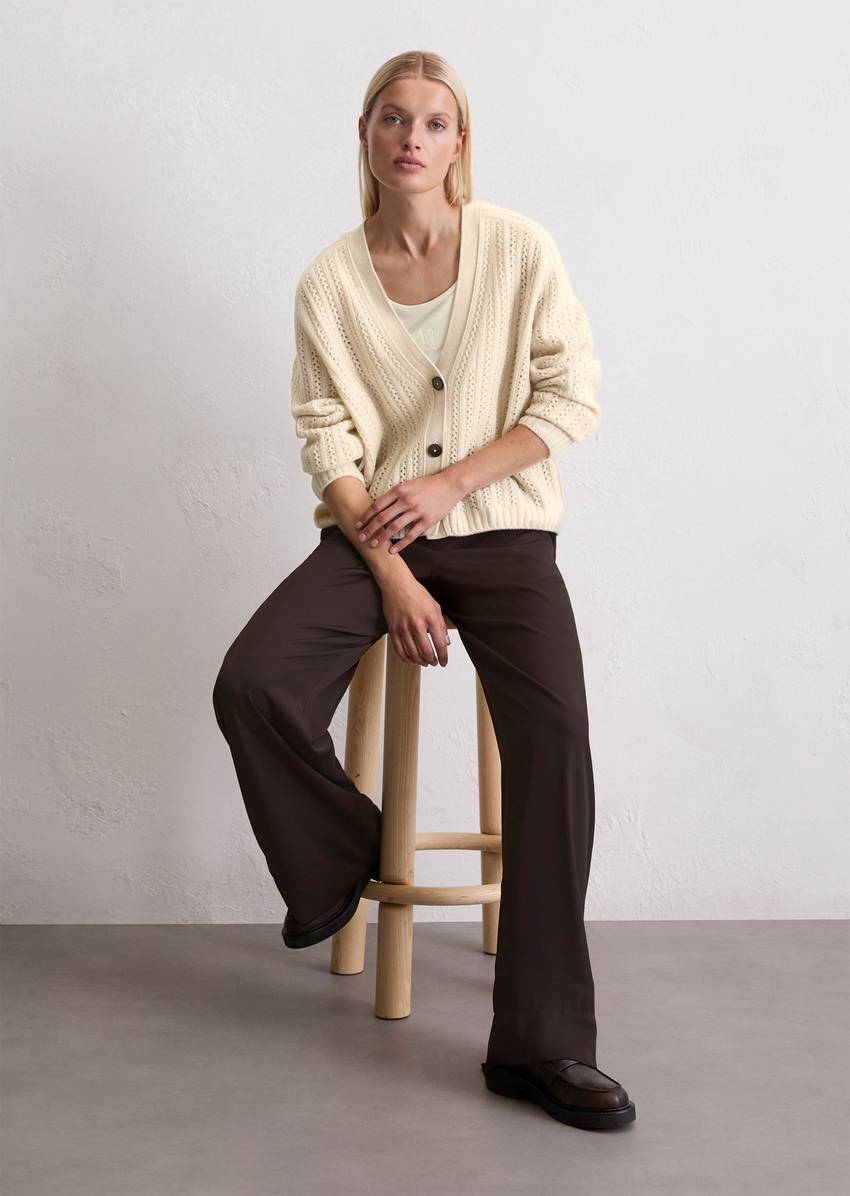 Ajour cardigan oversize made from virgin wool