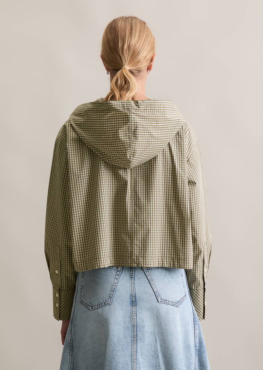 Cropped hooded blouse made from papertouch poplin