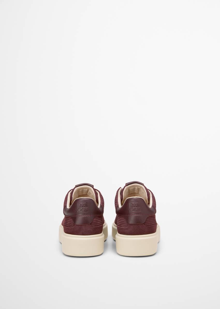 Cup sole sneaker made of cowhide in cord look