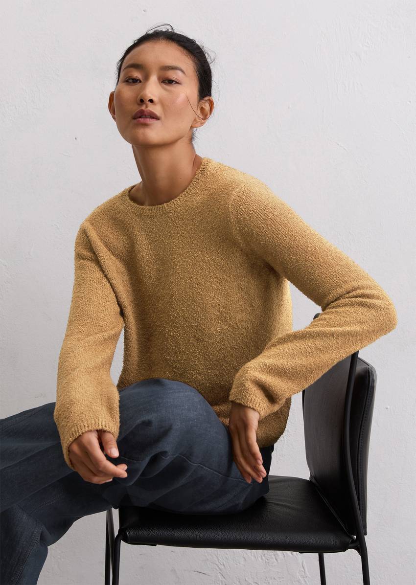 Knitted sweater regular made from bouclé yarn