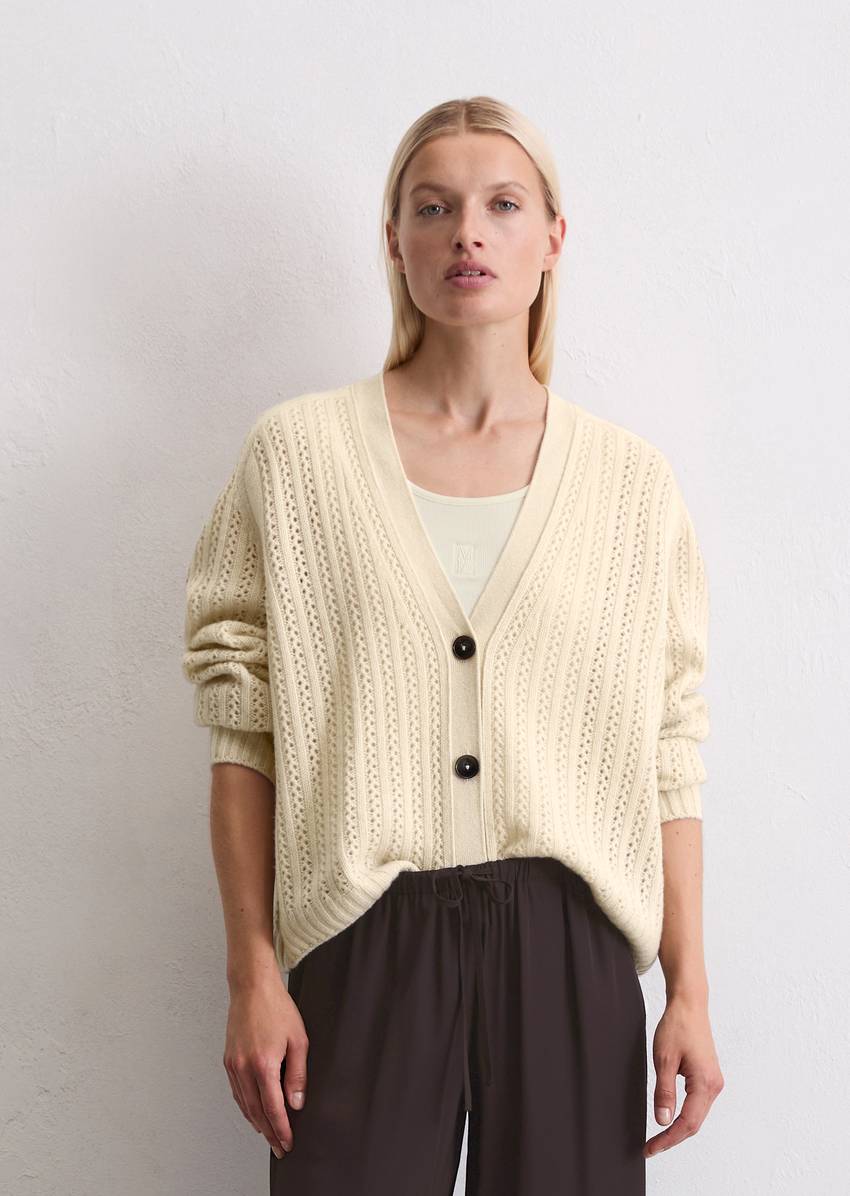 Ajour cardigan oversize made from virgin wool