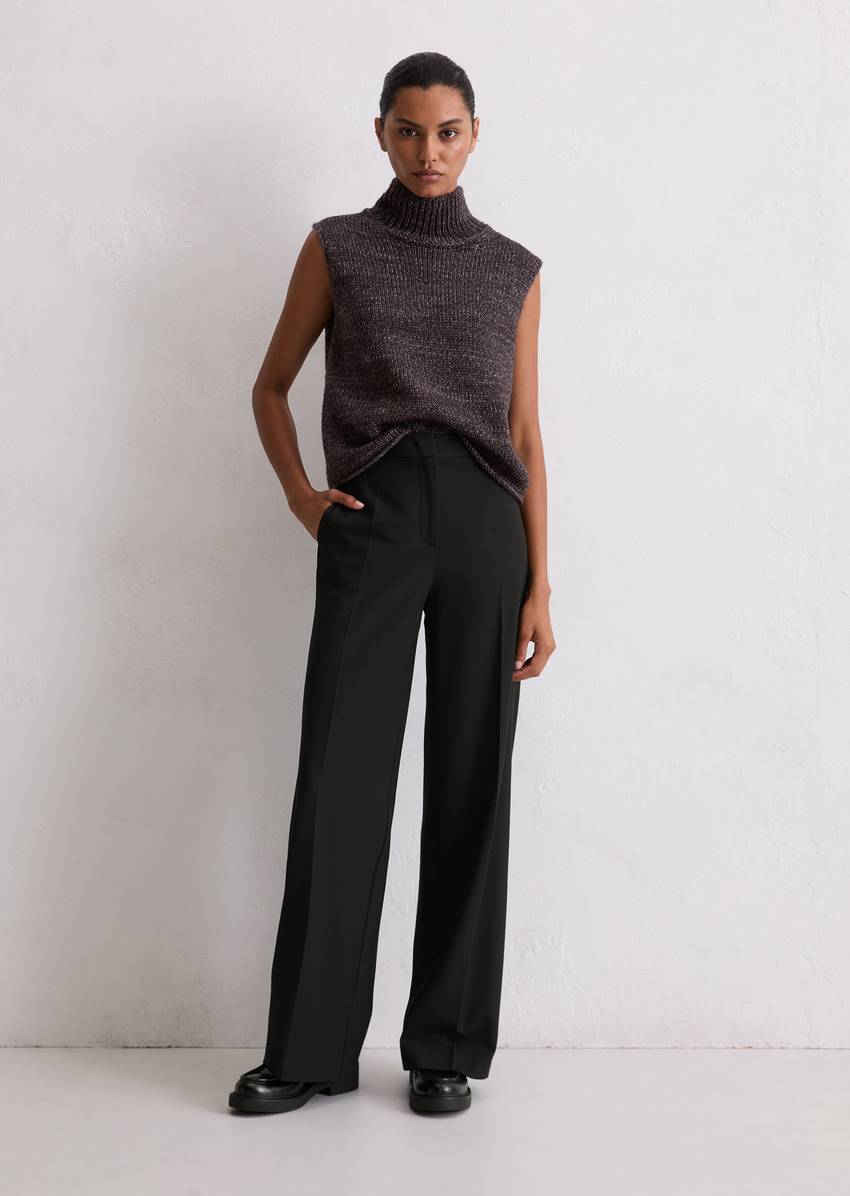 Culotte-style ankle length trousers made from soft flannel