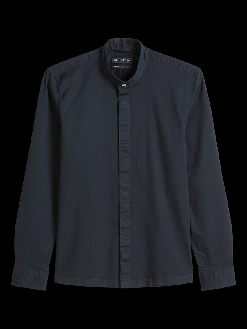 Stand-up collar overshirt in lightweight stretch twill fabric