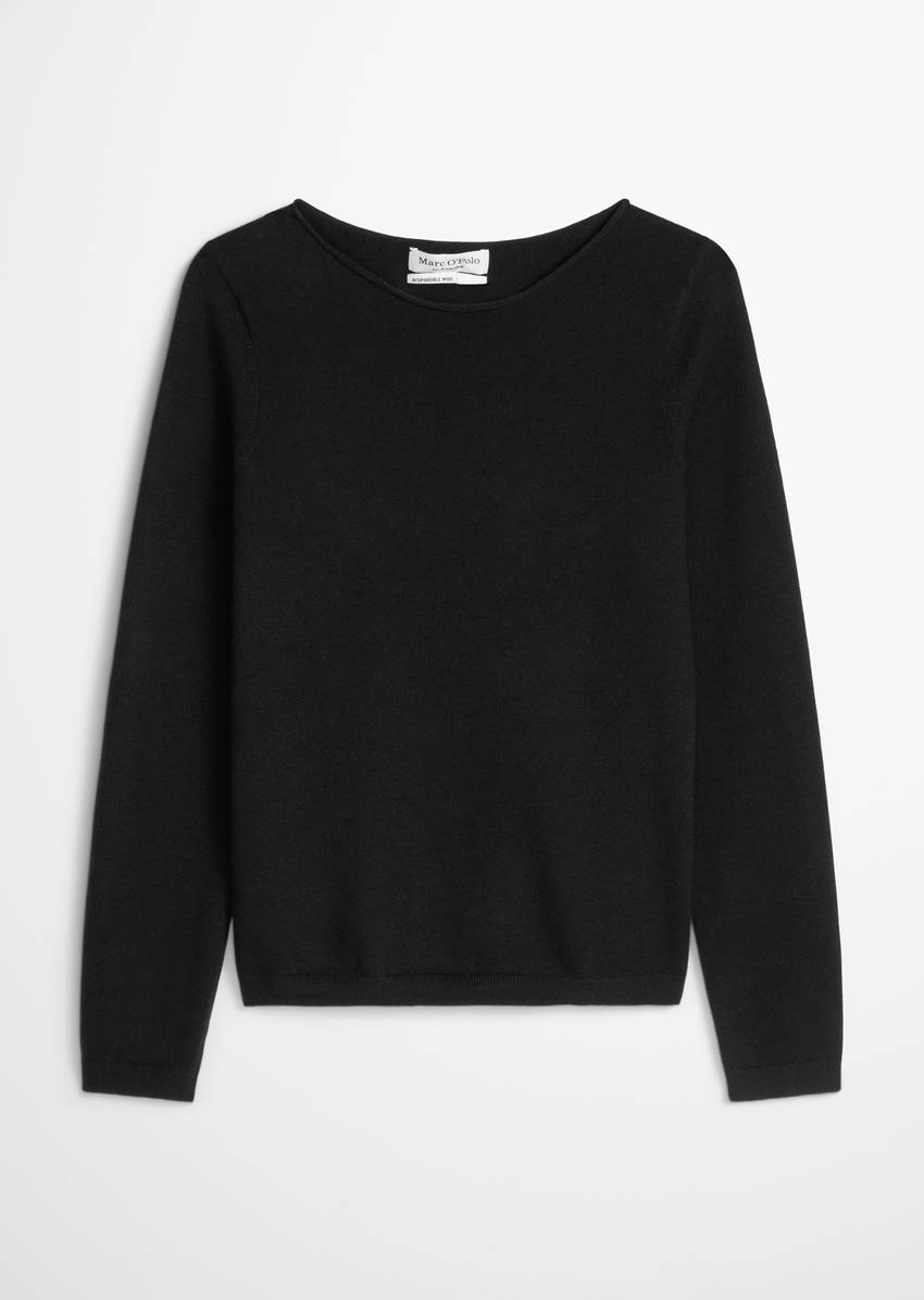 Basic knitted sweater regular made from a soft cotton/virgin wool blend