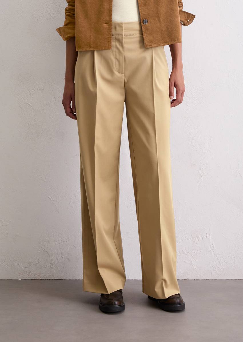 Wide Leg Pants made from wool blend twill
