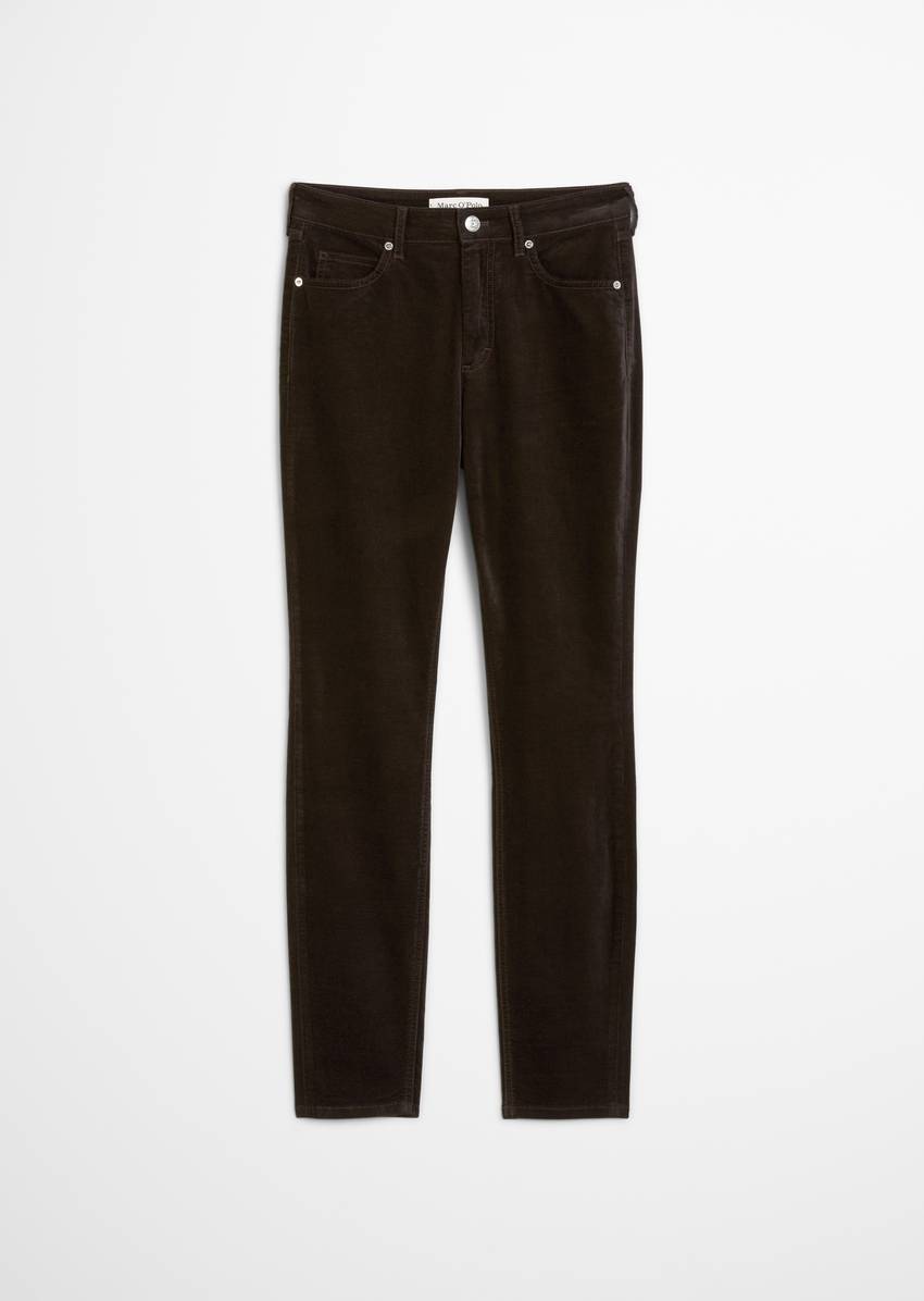 Velvet pants model Alkea slim made from an organic cotton stretch blend