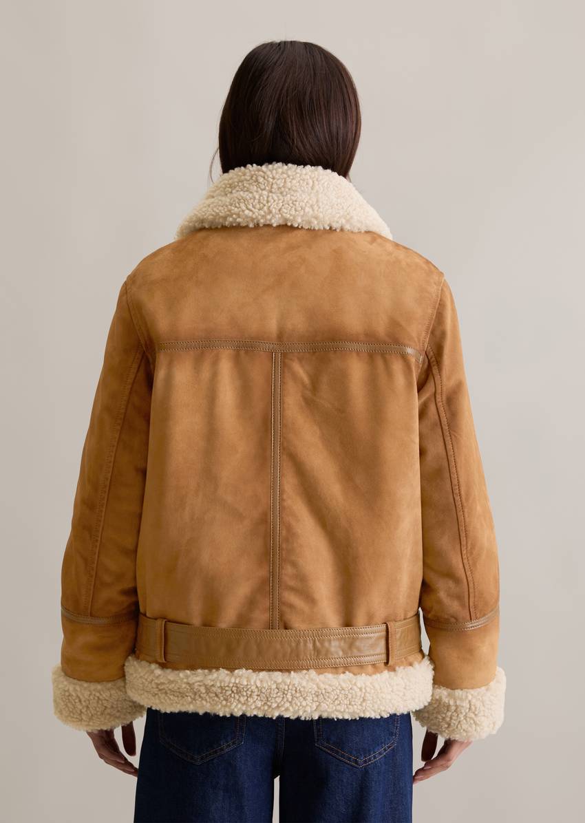 Suede jacket regular with teddy plush