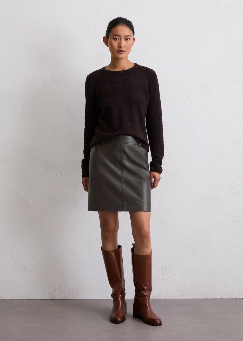 Leather mini skirt regular made from soft lamb nappa leather