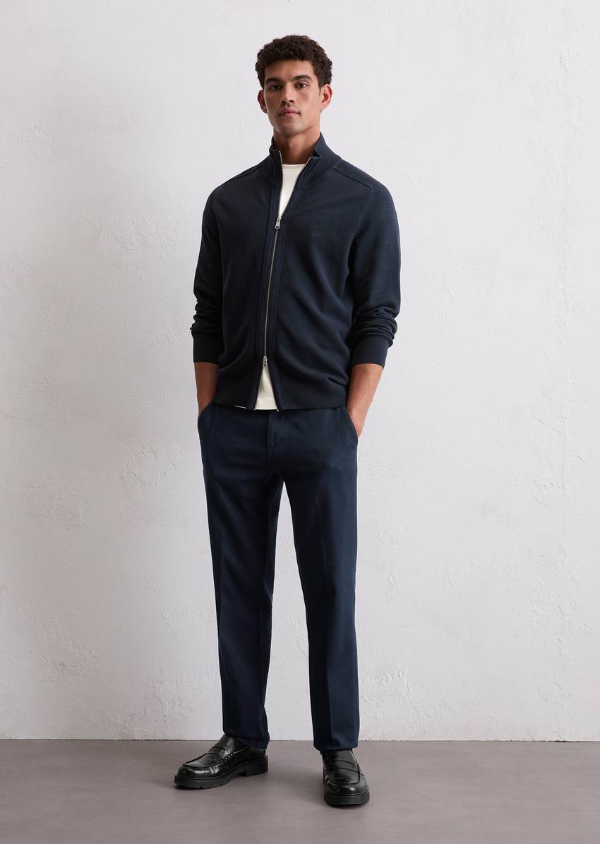 Zipper training jacket made from fine organic cotton piqué