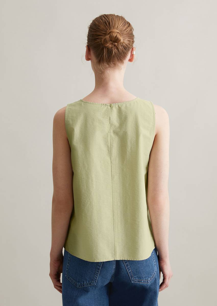 Regular cropped blouse top made from an organic cotton mix
