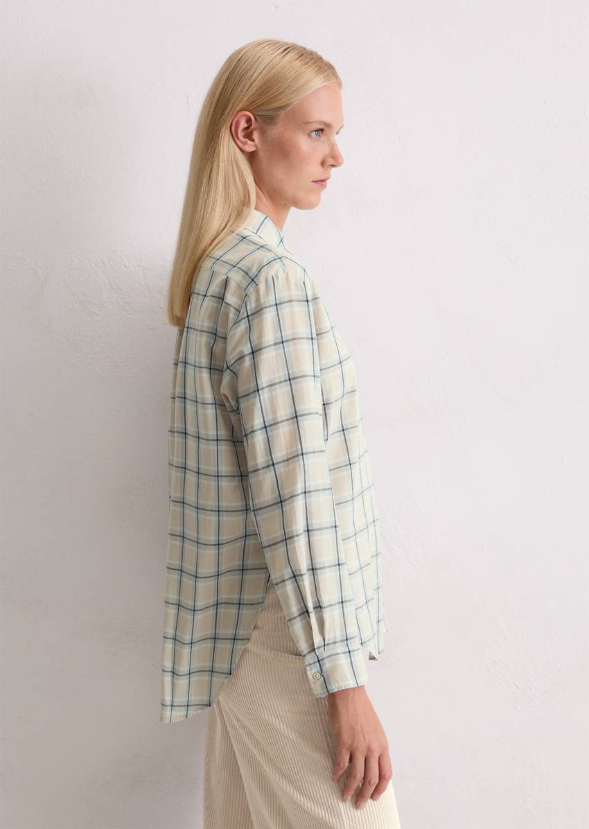 Check blouse regular made of cotton voile