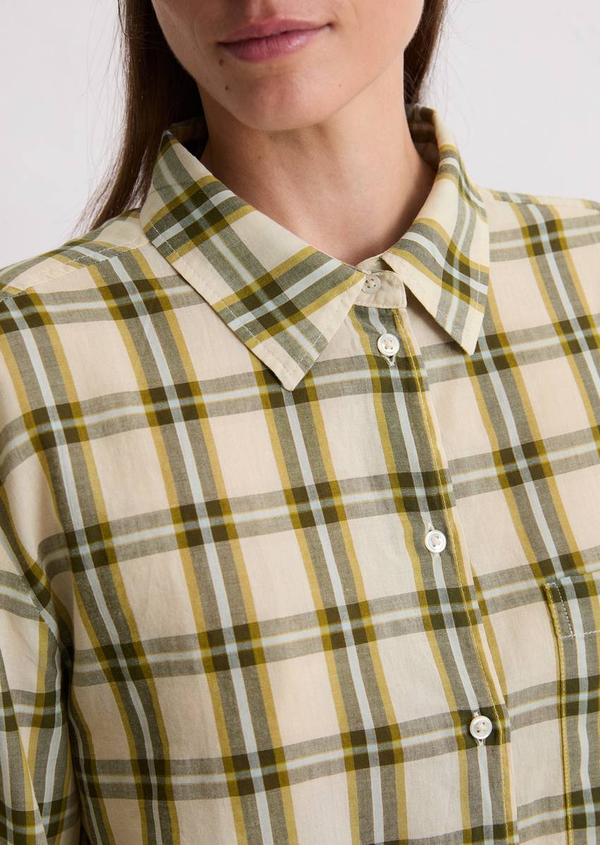 Check blouse regular made of cotton voile