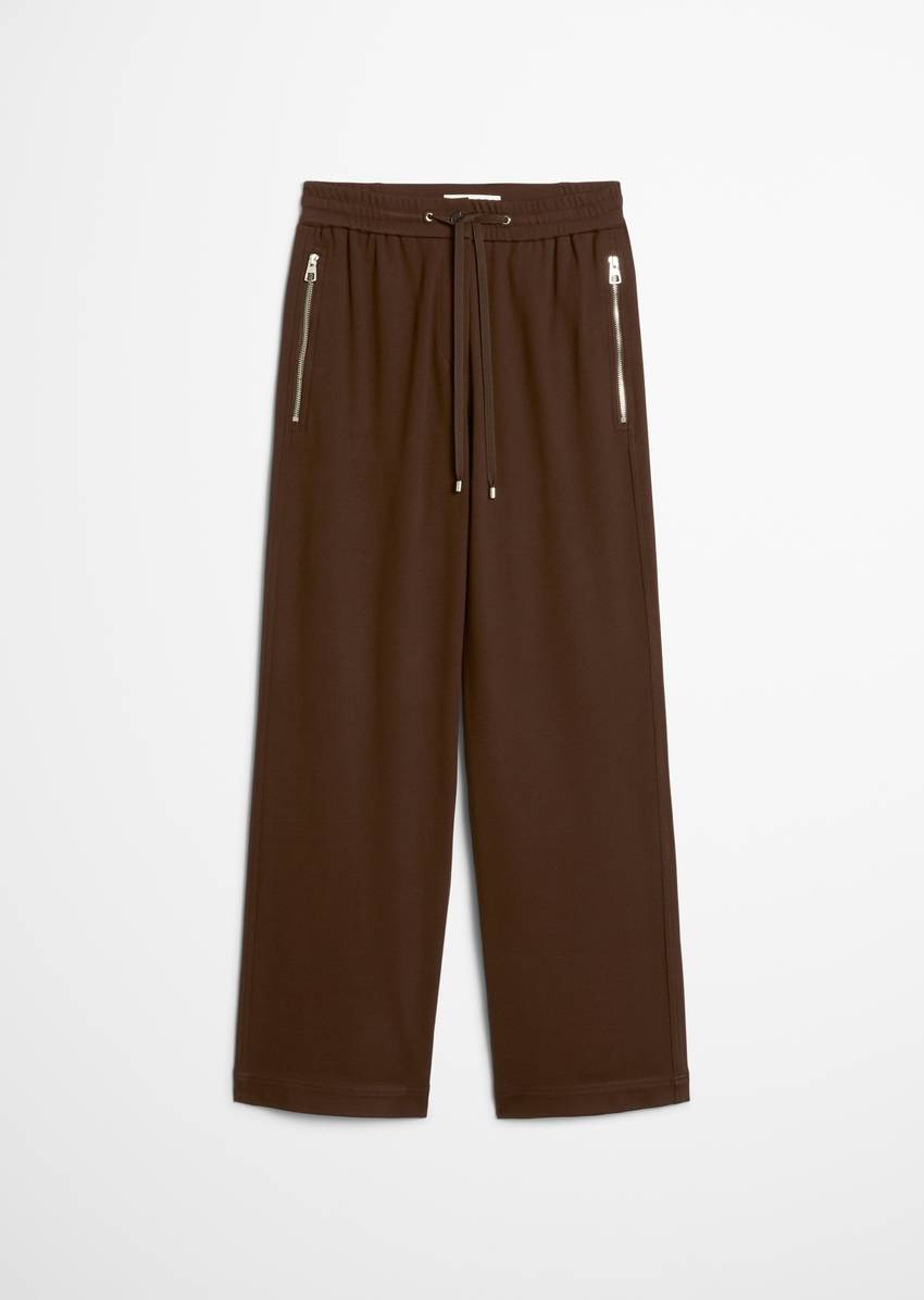 Twill jersey trousers wide made from an elastic viscose blend