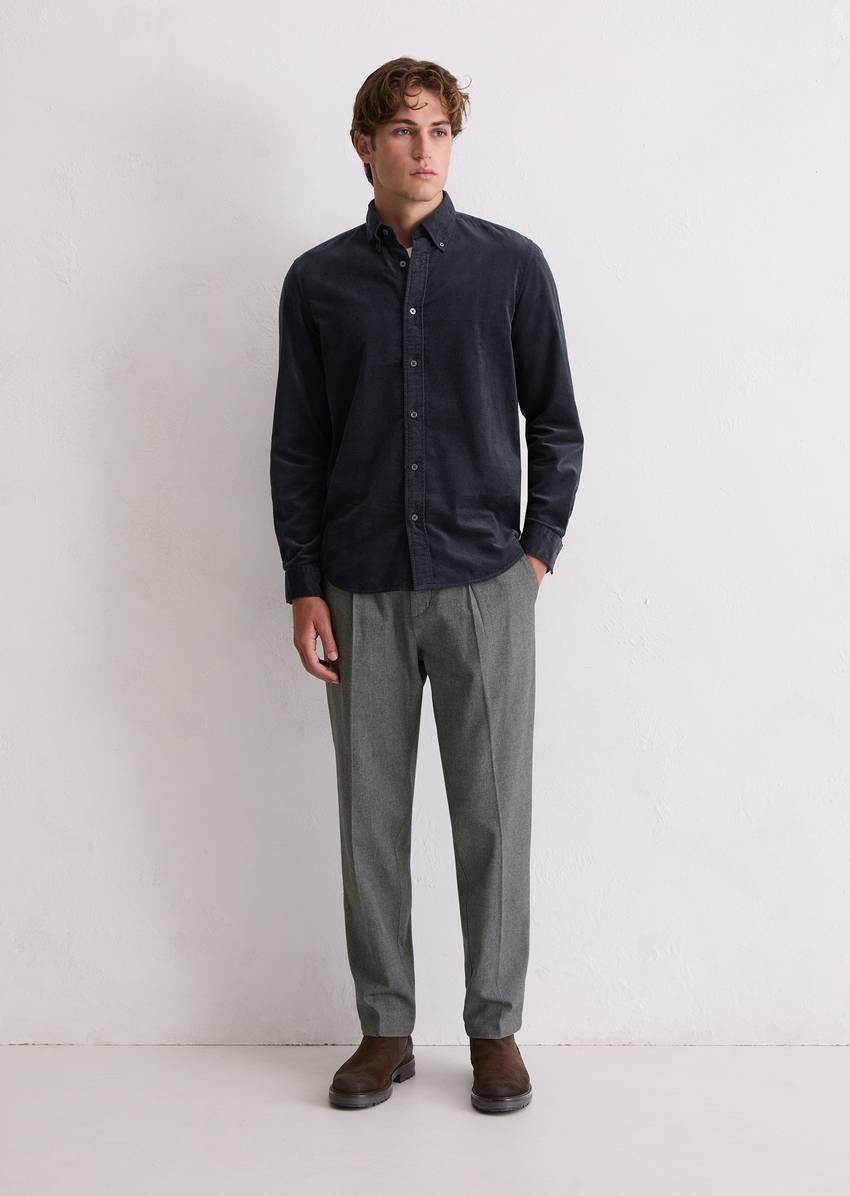 Corduroy shirt regular with button-down collar