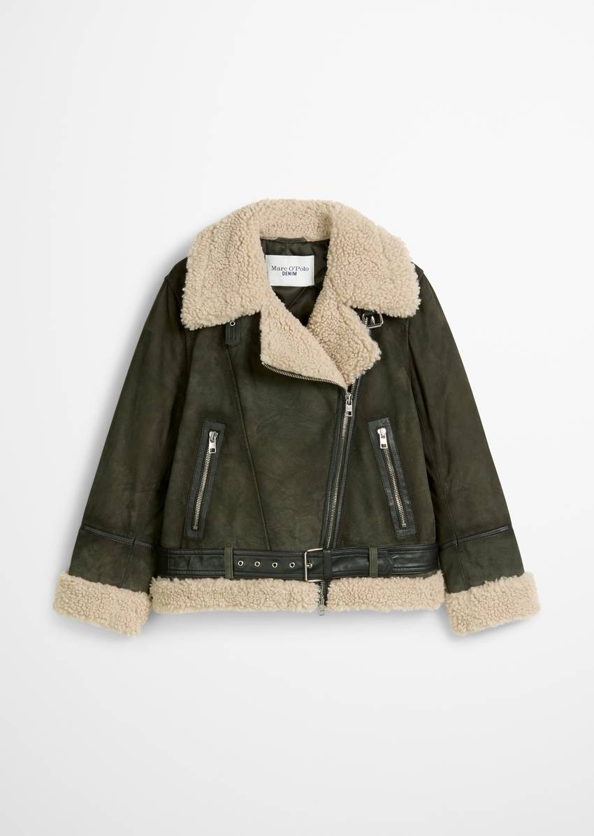 Suede jacket regular with teddy plush