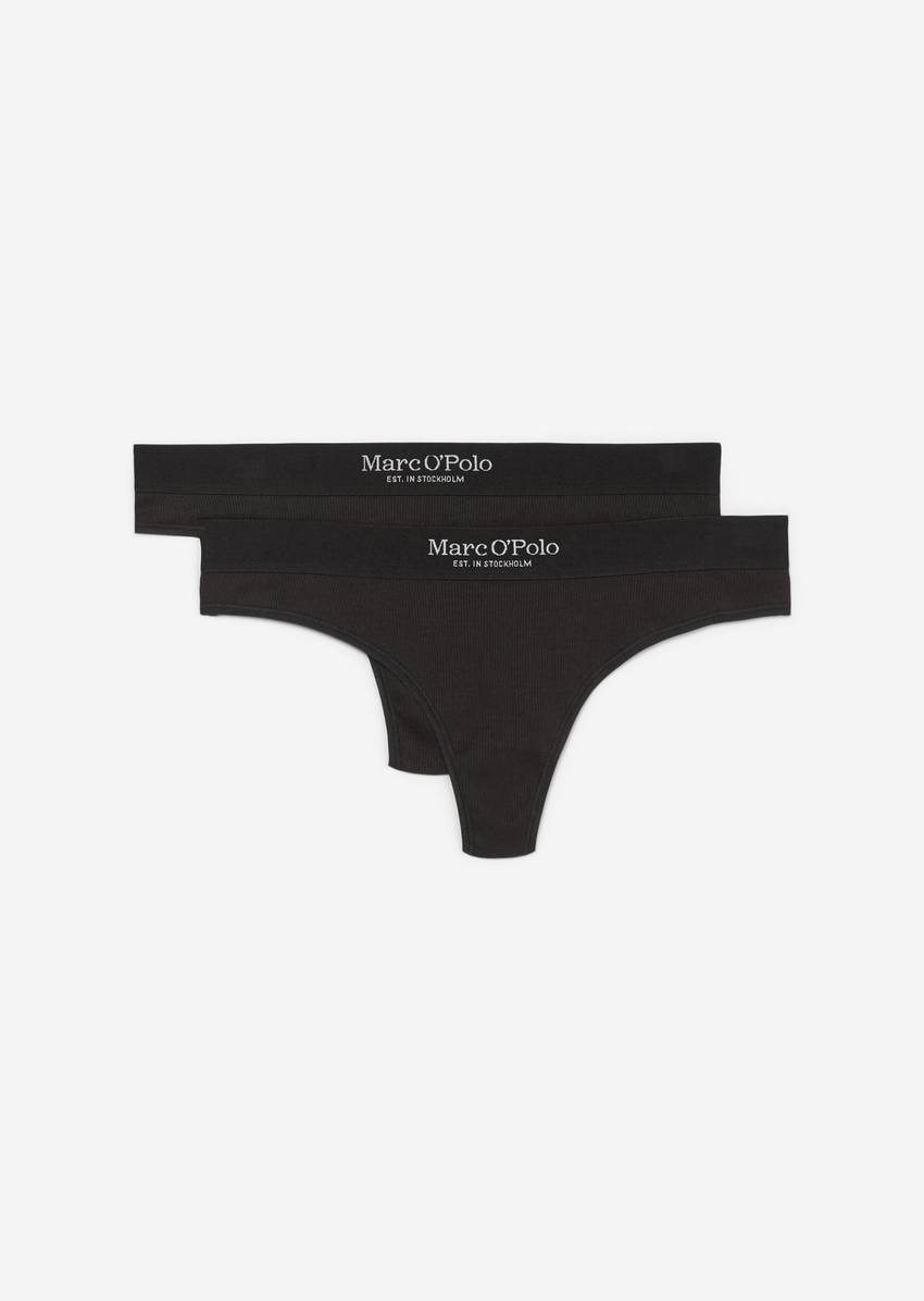 Fine rib thong in a pack of 2