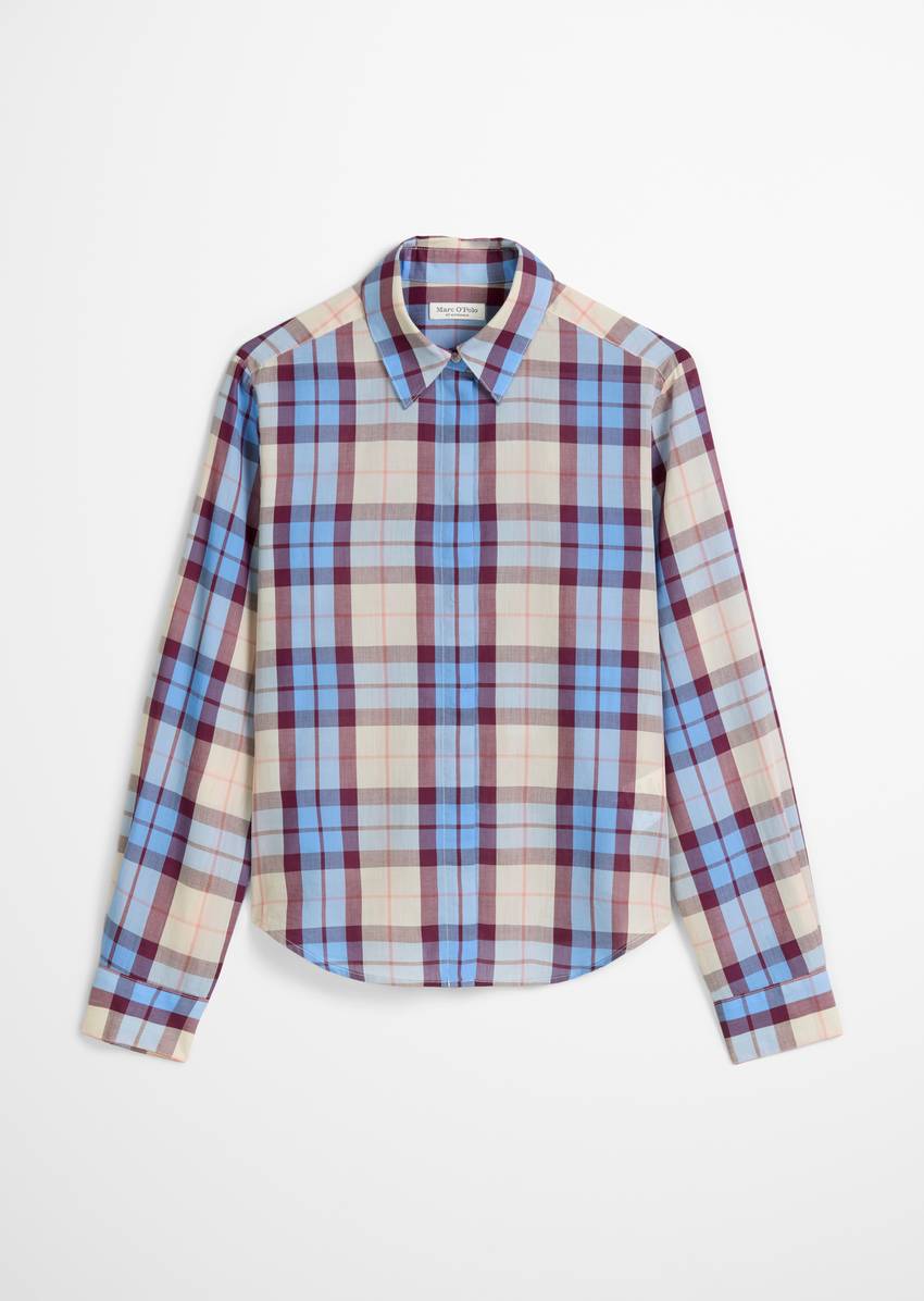 Check blouse fitted made from an organic cotton/lyocell mix