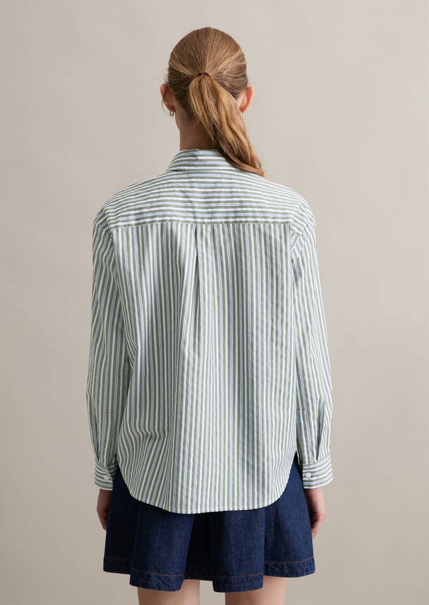 Relaxed striped blouse made from cotton dobby