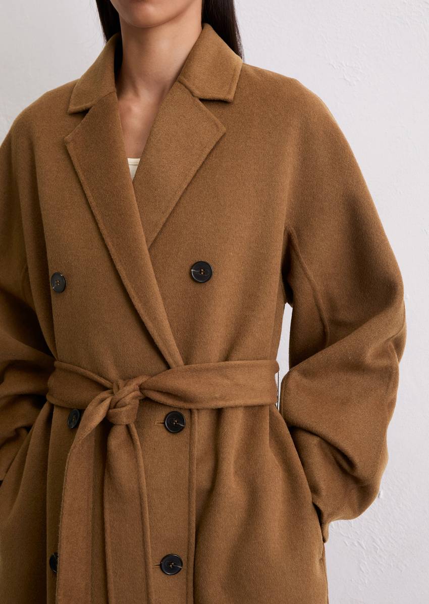Coat relaxed made from a double-face wool blend