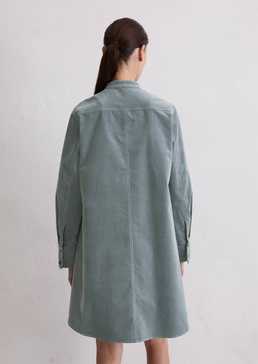 Velvet shirt dress A-shape made from organic cotton stretch