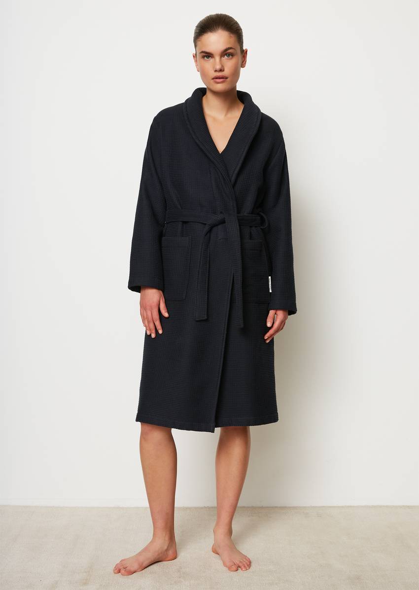 Premium ladies bathrobe with waffle piqué and terry inside