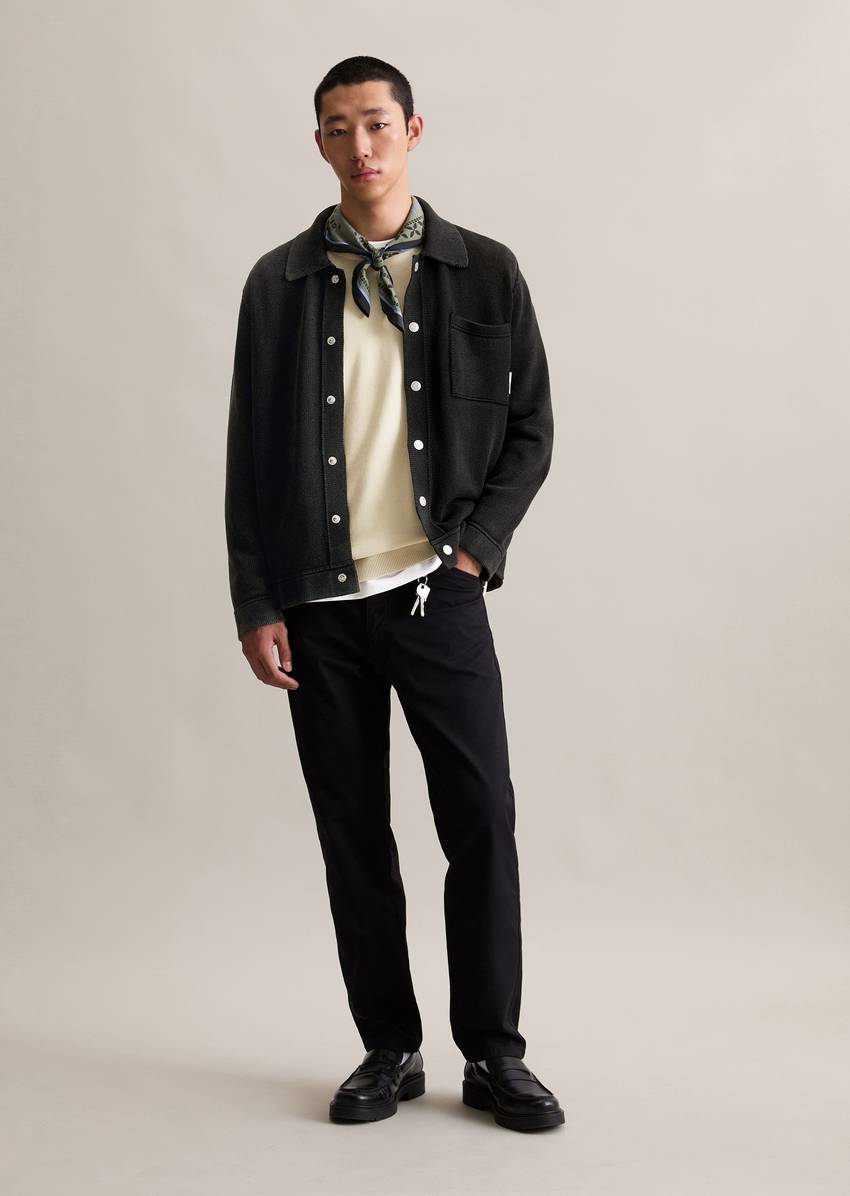 Relaxed cardigan in denim jacket look