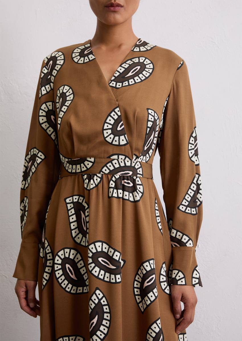 Wrap dress A-Shape made from viscose twill