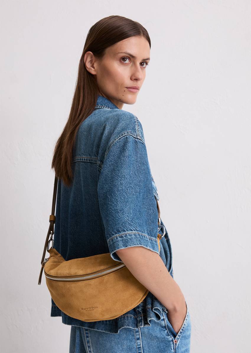 Fanny pack made from soft suede cowhide