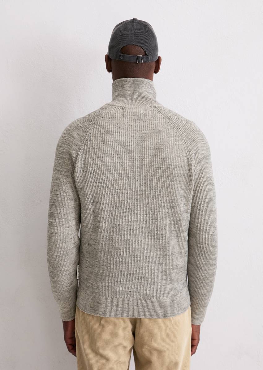 Zipper cardigan regular made from a cotton/virgin wool blend