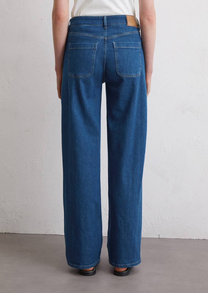 Wide leg jeans made from cashmere touch denim