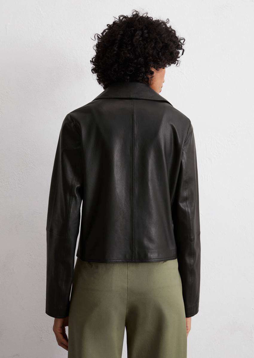 Soft regular caban leather jacket made from fine lambskin